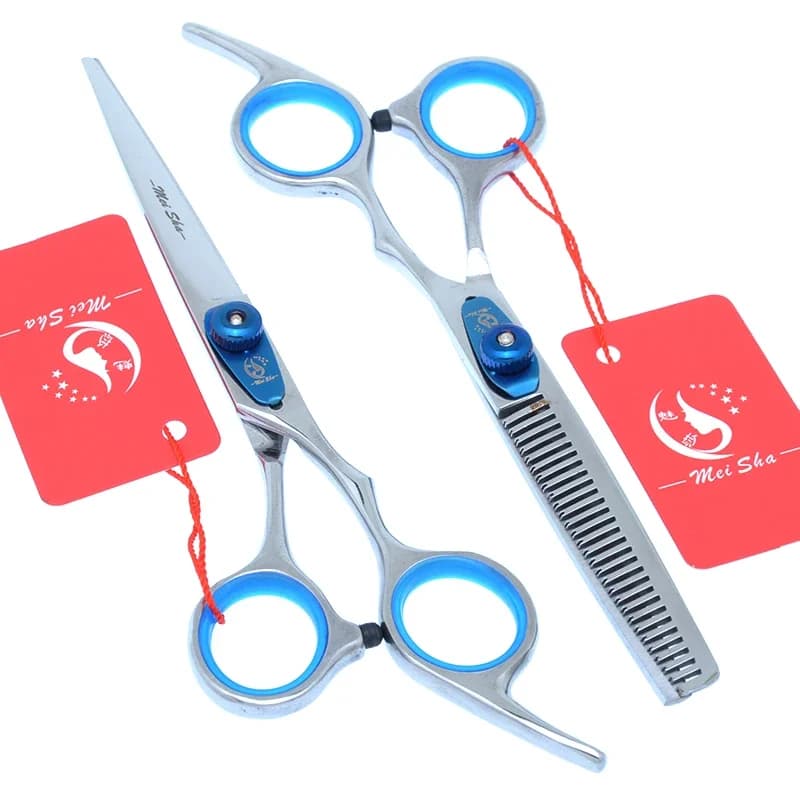 6.0 Inch Professional Hairdressing Scissors Stainless Steel Barbers Hair Cutting Scissors Thinning Shears with Bag Comb A0142A