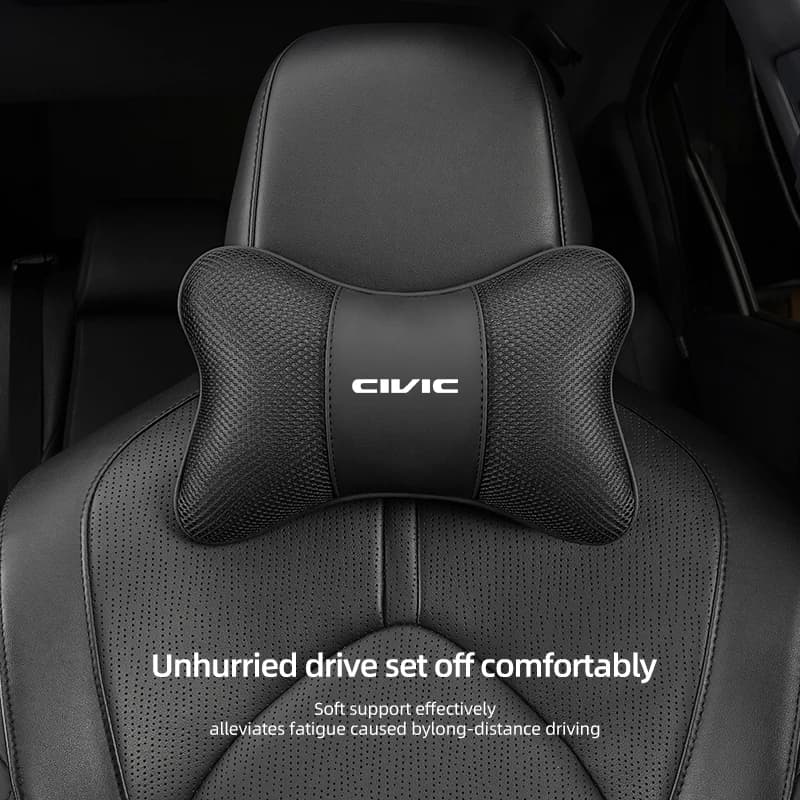 For Honda Civic Ice Silk Breathable Car Seat Headrest Neck Pillow Car Logo Interior Accessories Automobile Decoration