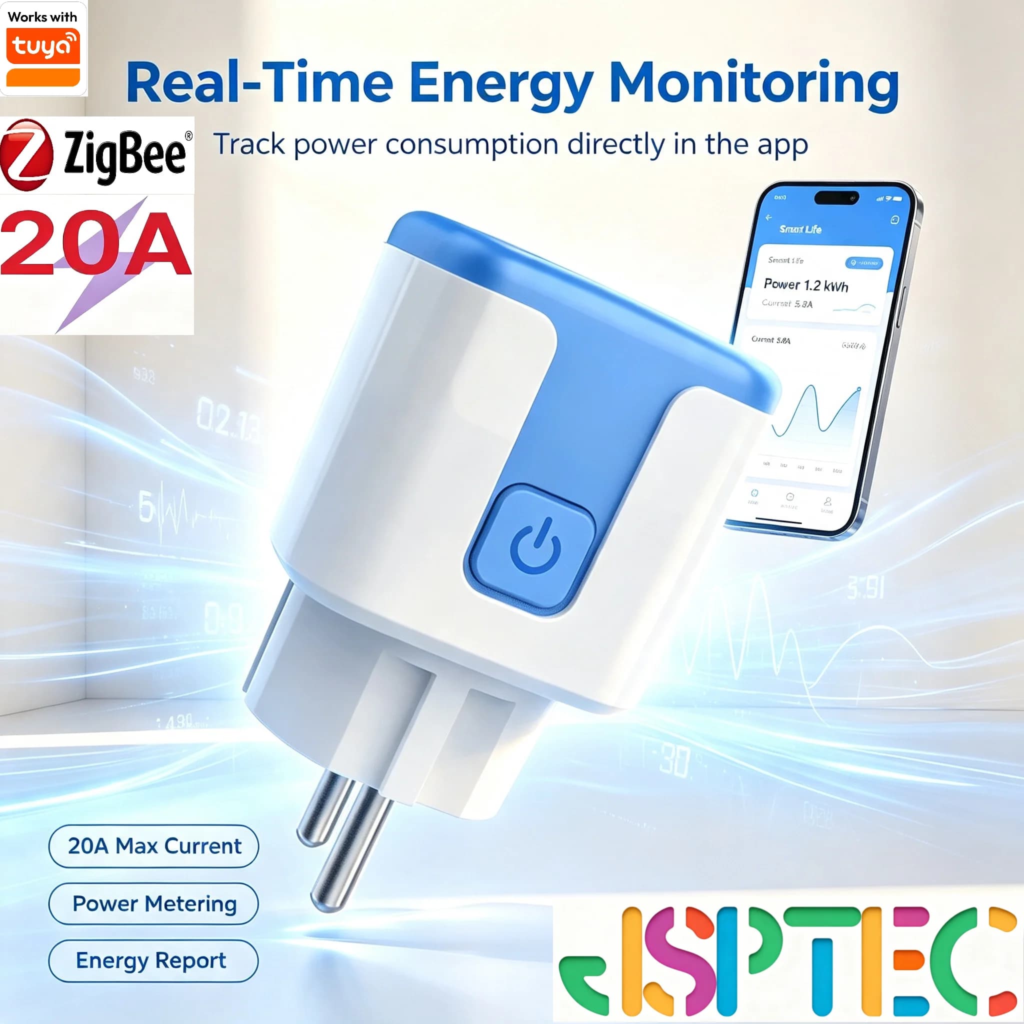 tuya Smart Plug Zigbee EU 20A Smart Socket With Power Monitor Timing Voice Control Works Whit Alexa Google Home Alice Tuya