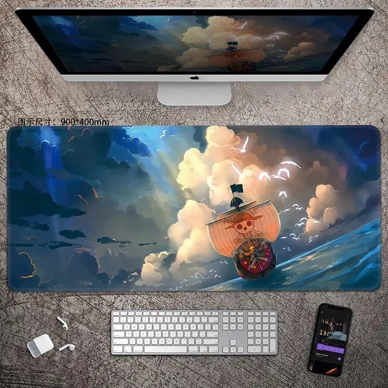 Leather mouse mat ONE PIECE, oversized computer keyboard mat for boys, office mat for e-sports with Luffy and Roronoa Zoro