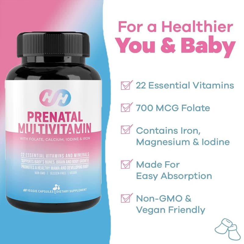 Vitamine prenatali per donne in gravidanza | Non-OGM, contenente ferro, calcio, vitamina D2, C, zinco e folato per donne in gravidanza