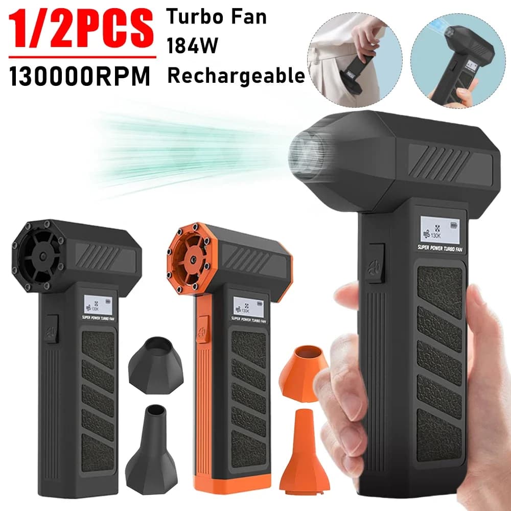 Potente Soffiatore d'Aria 130000RPM, Mini Ventilatore Turbo Jet, Ventilatore Violento Ricaricabile, Strumento per Pulizia Computer, Aspirapolvere Elettrico