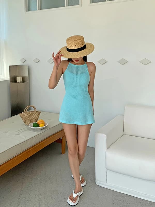 Costume da bagno lavorato a maglia Sweet Bal da donna, costume da bagno Vaion che copre la pancia, effetto snellente, casual, senza marca