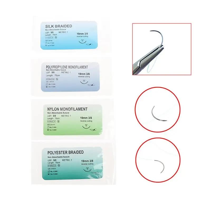 New 12Pcs 5.0 Needle Suture Nylon Monofilament Thread Surgical Practice Kit