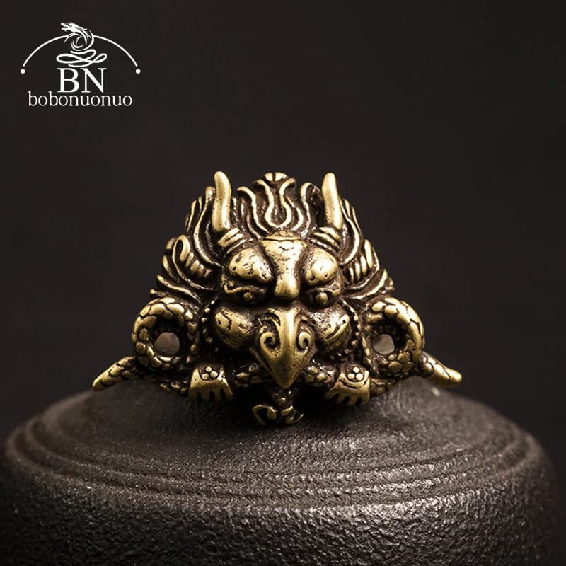 Rivetti in ottone puro decorazione rivetti bottone dio mitologico indiano uccello a forma di cane cintura in pelle portafoglio borsa fibbia a vite