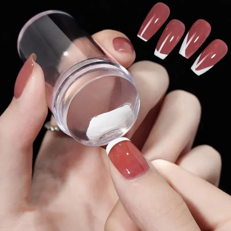 Piastre per timbratura delle unghie Set di raschietti per timbri per unghie in gelatina pura e trasparente Stampa di strumenti per accessori per manicure con design a marshmallow in silicone