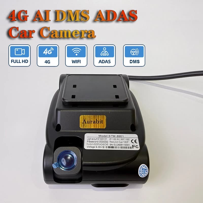 4G AI DMS ADAS Car Camera Full HD With Driver Behaviour Live Streaming Real Time GPS Tracking Wifi Dash Cam Via APP Web