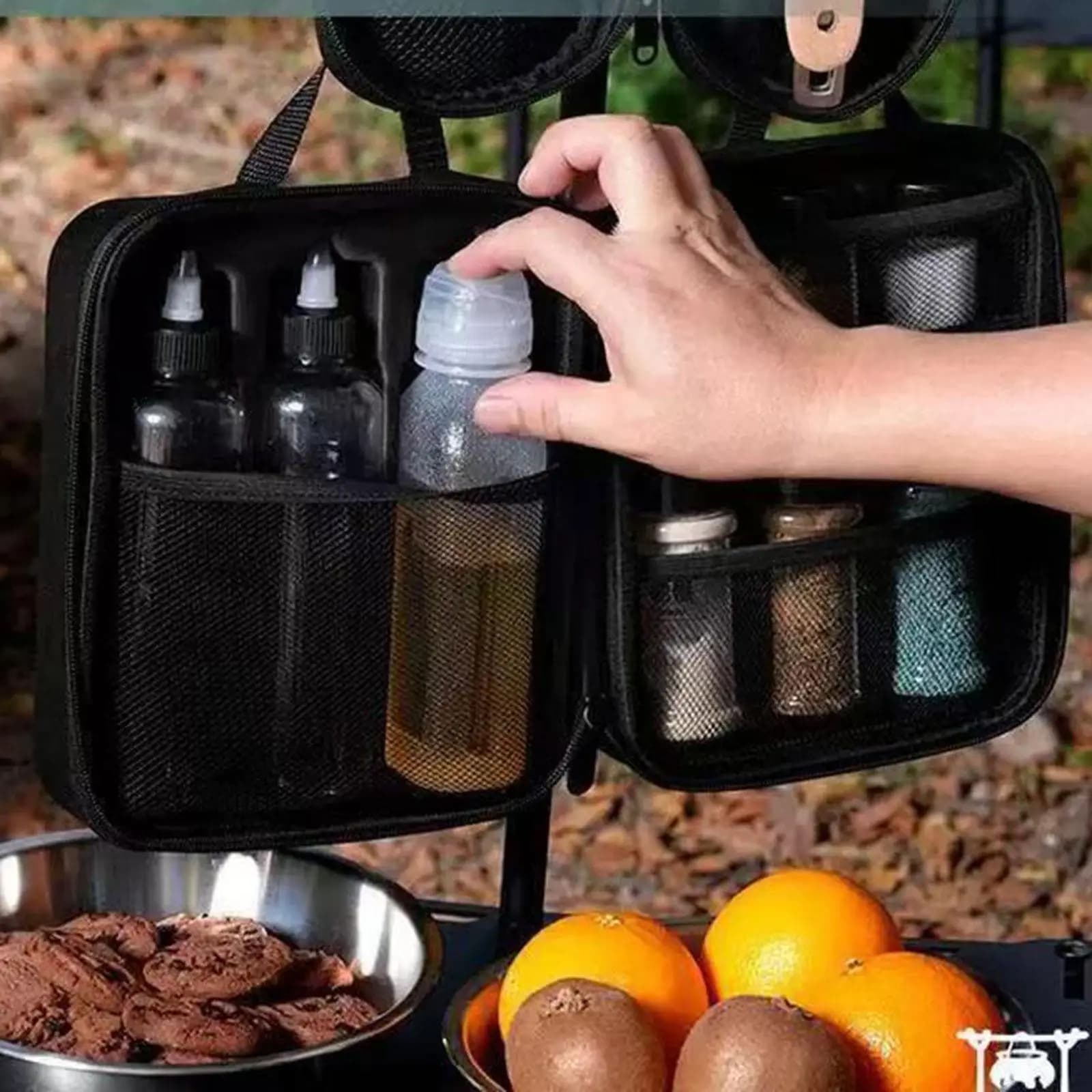 Portable Seasoning Set EVA Case 9 Piece Spice Jars for Camping Cookware Kit Outdoor Travel BBQ