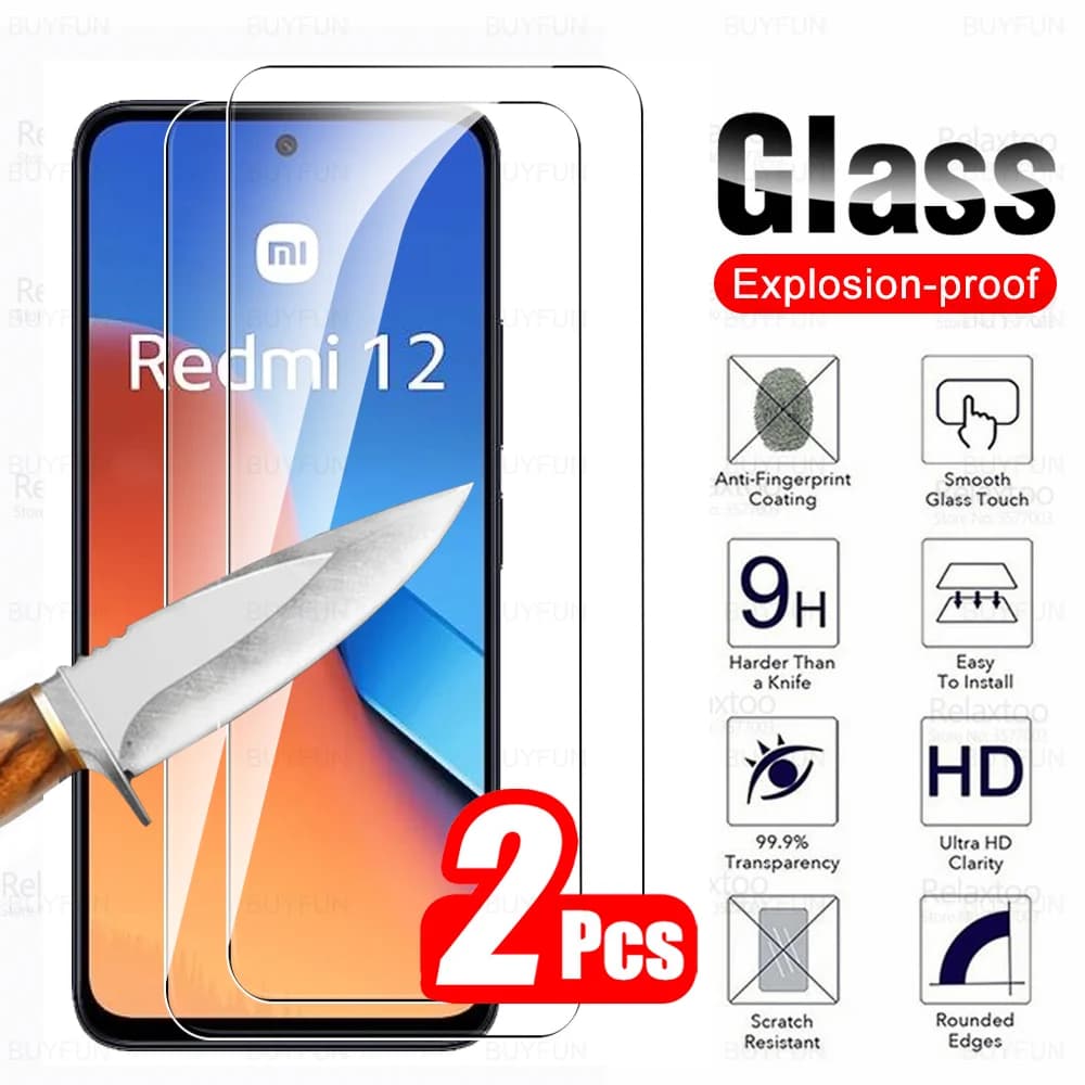 Per Xiaomi Redmi 12 4G 5G vetro 2 pezzi vetro temperato protettivo Redme Redmy Radmi 12 Redmi12 6.79 ''2023 HD pellicola proteggi schermo