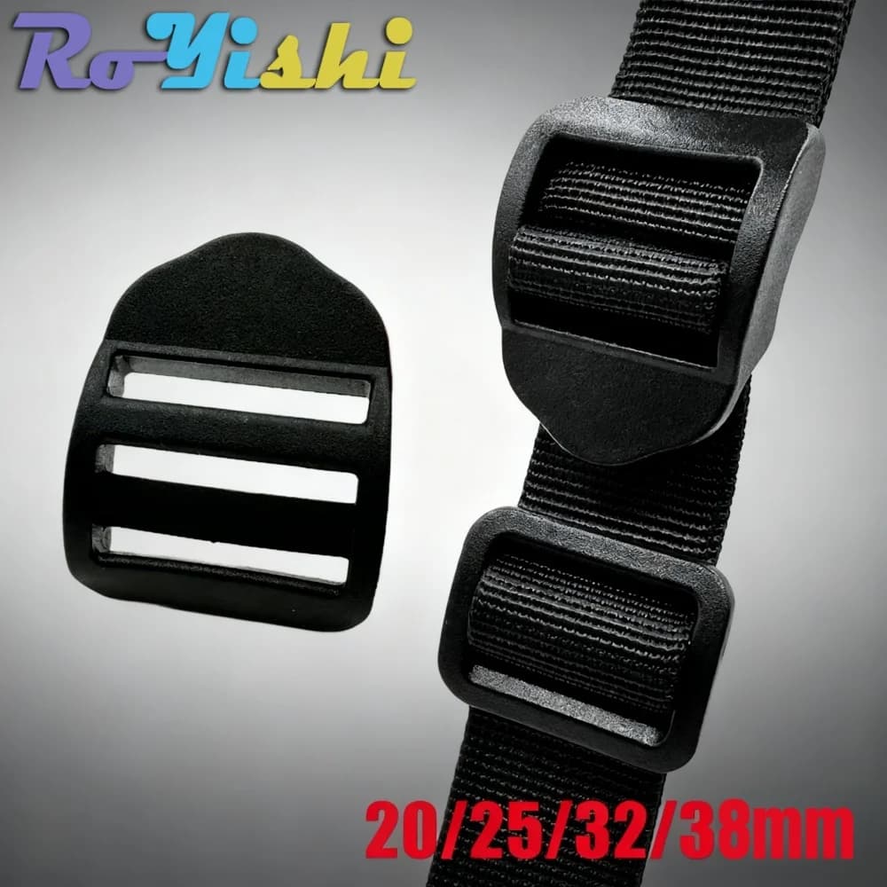 10-100 Pezzi/Confezione RoYishi Fibbie in Plastica Nere da 20-38mm con Chiusura a Scala/Tri-Glide per Cinghie di Zaini e Fettucce