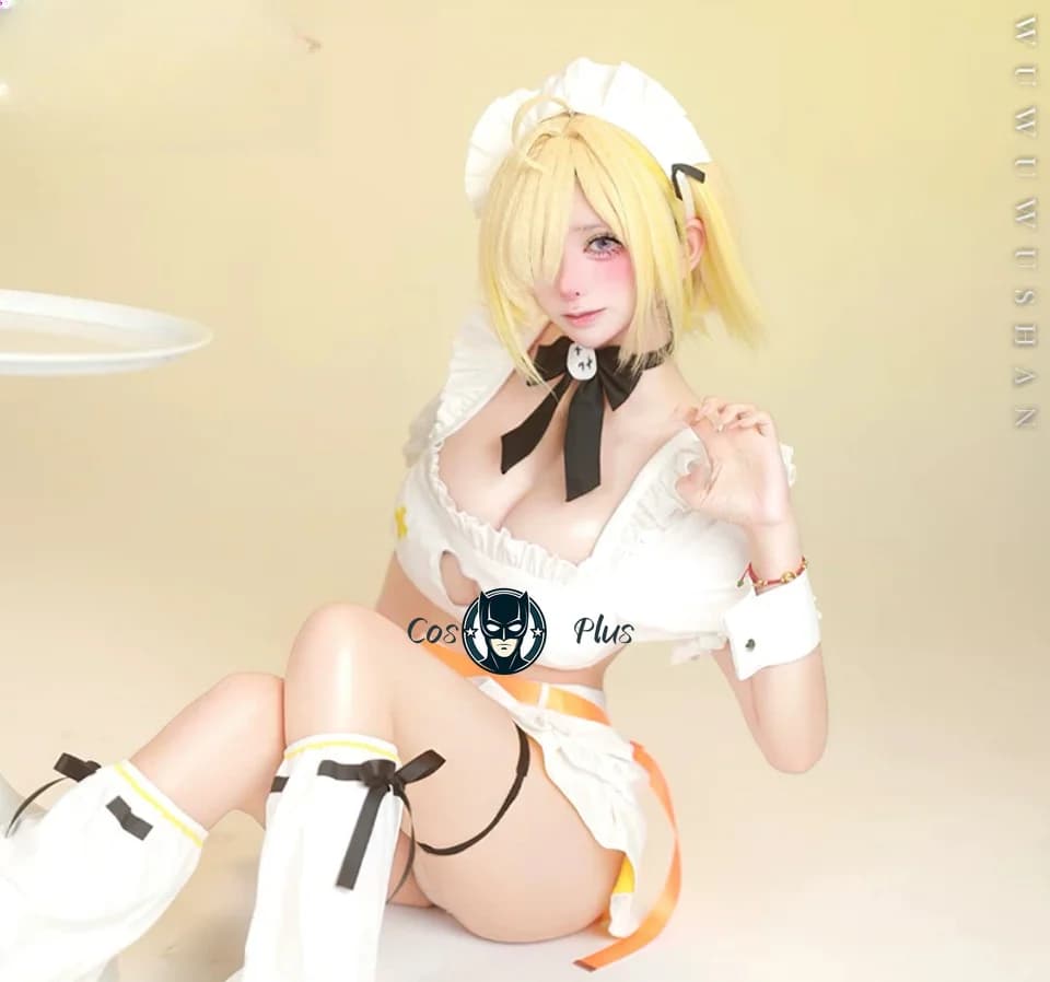Costume Cosplay Elegg Maid, Gioco Anime Nikke, Halloween, Carnevale, Uniforme da Cameriera Dolce per Donne, Copricapo, Calze, Accessori