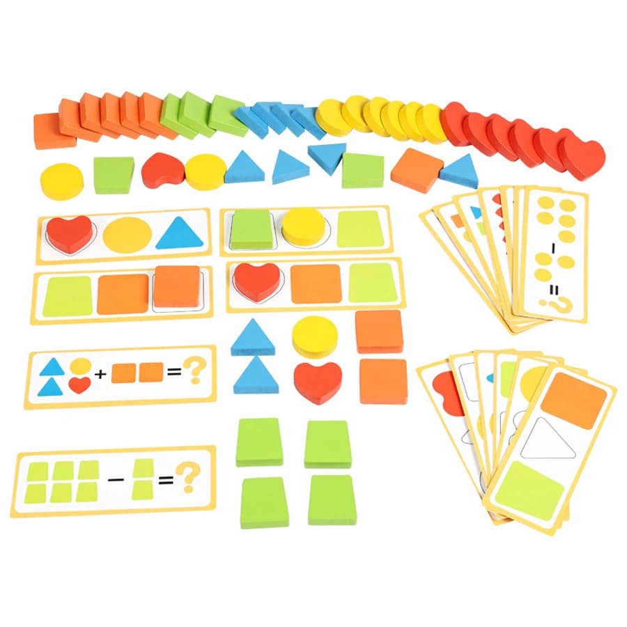 Gioco Montessori di abbinamento delle forme e conteggio con blocchi di legno, gioco educativo per lo sviluppo del pensiero logico per bambini piccoli