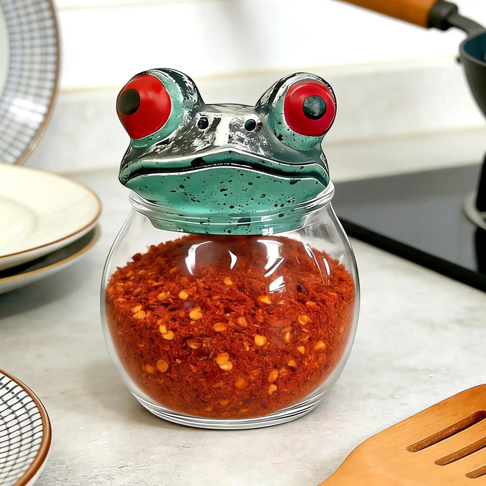 Barattoli Gotici a Forma di Rana per Spezie e Condimenti, Ideali per Cucinare, Preparazione Pasti, Dispensa, Armadietti e Scaffali