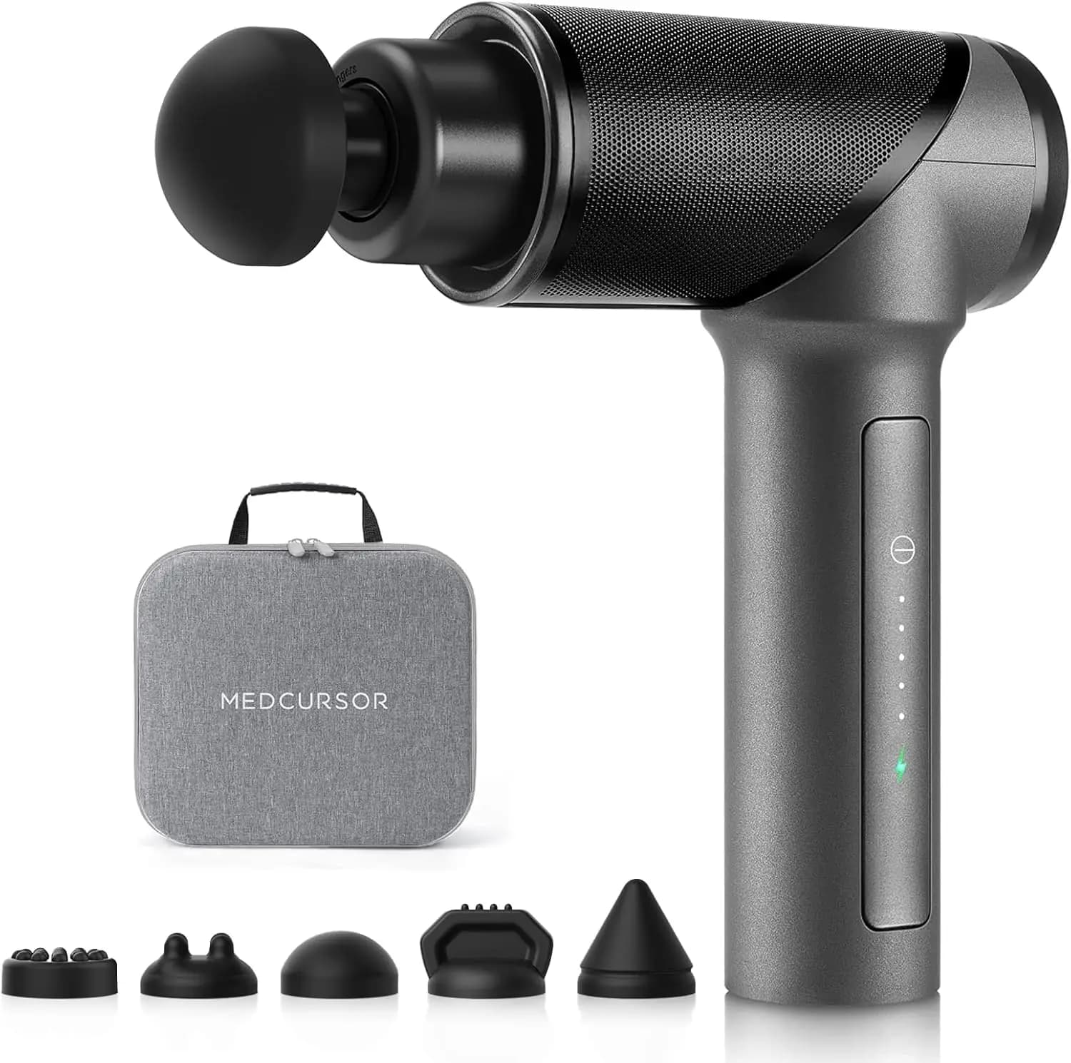 Pistola per Massaggio Profondo dei Tessuti - Motore Brushless ad Alta Coppia, Massaggiatore a Percussione Portatile con 6 Testine per il Sollievo Muscolare, Grigio