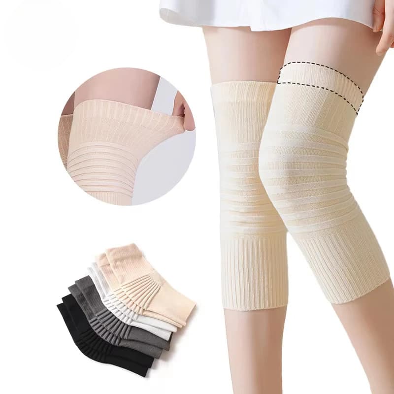Ginocchiere in cotone ultrasottile Maniche per l'estate Traspirante Elastico Camera climatizzata Tutore di supporto per ginocchio antiscivolo lavorato a maglia
