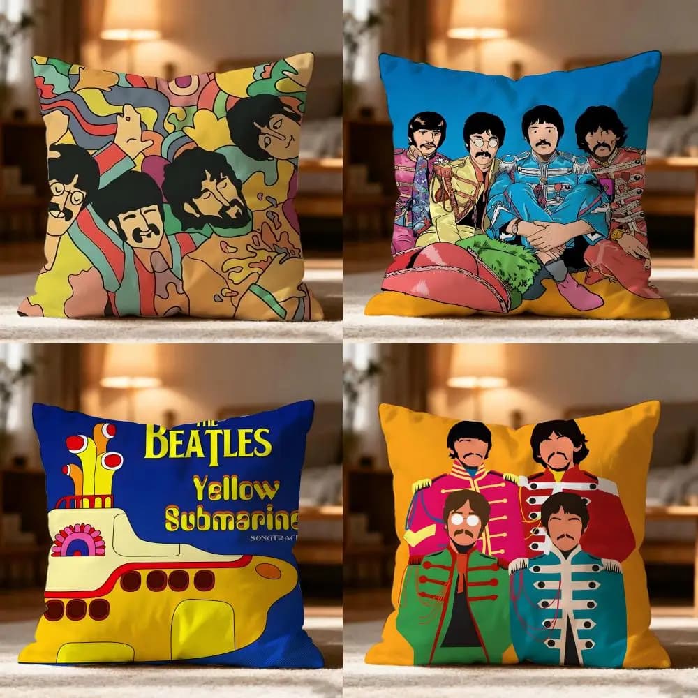 The B-beatles Band Singer Pillow Case Cushion Cover Soft Washable Pillow Case Multi-Scene For Couch Bed Travel Office Use