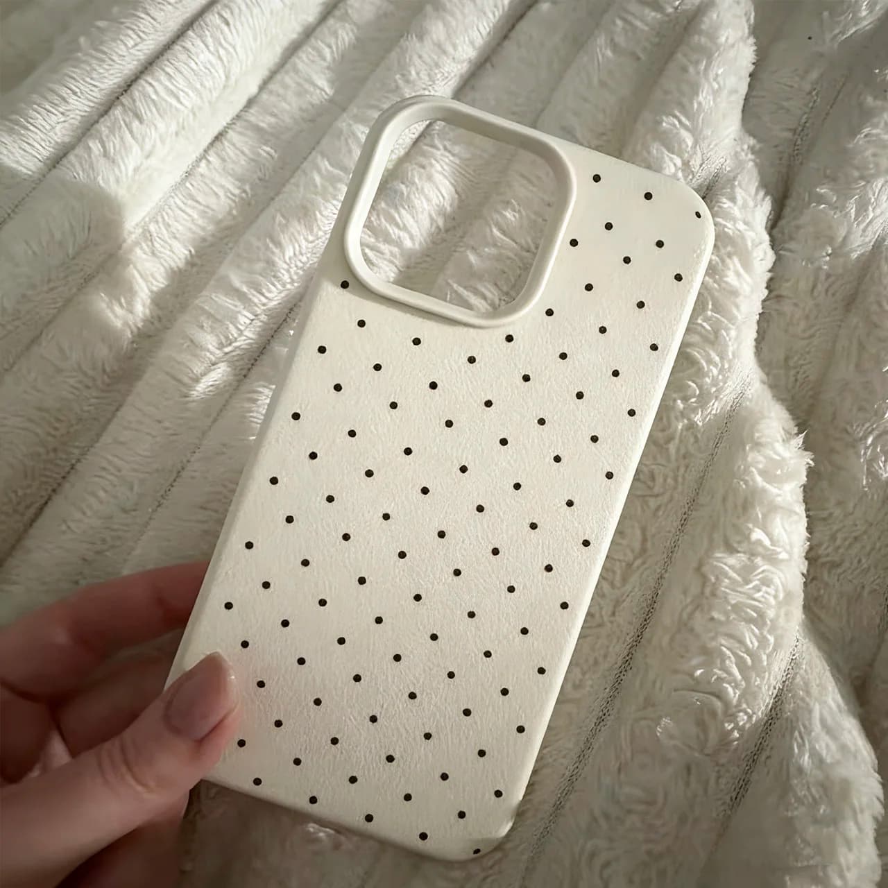 Custodia per telefono in morbido silicone con pois stile INS per iPhone 17, iPhone 16, 13, 11, 15, 14, 12 Pro Max, 16 Plus, cover antiurto in pelle TU