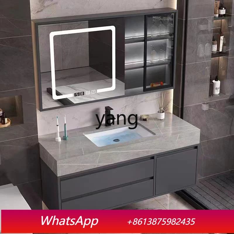 Combinazione di mobili da bagno LHH, lavabo semplice con mobile a specchio integrato in legno massello