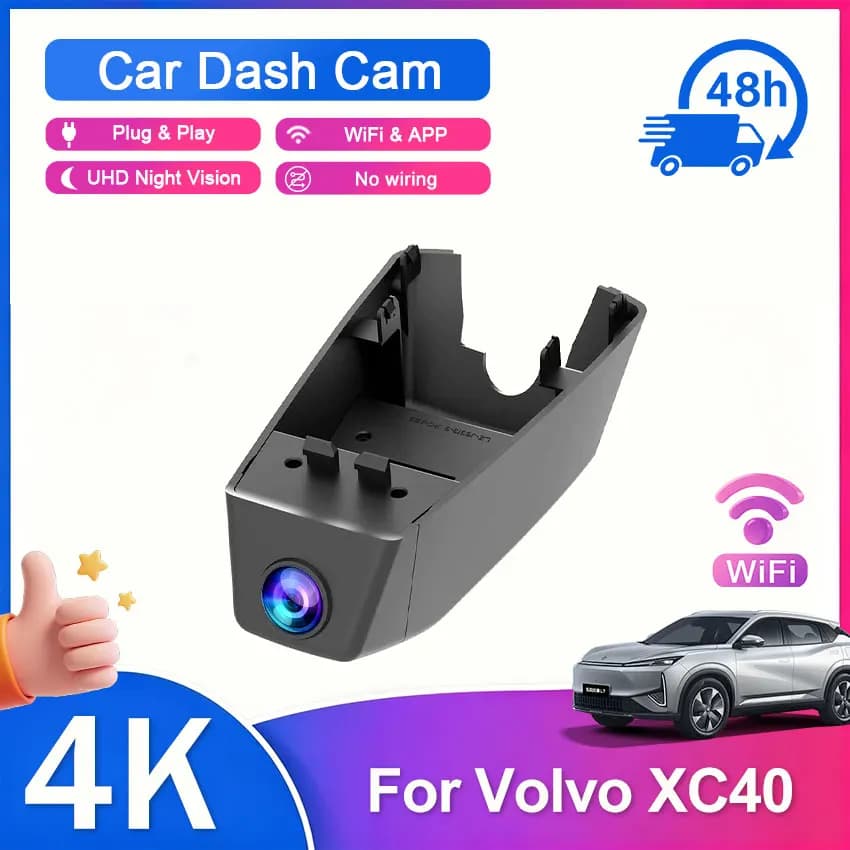 For Volvo XC40 2022 2023~2026 4K 2160P Front Rear Camera Dash Cam Plug and Play Video Recorder Loop Recording Night Vision