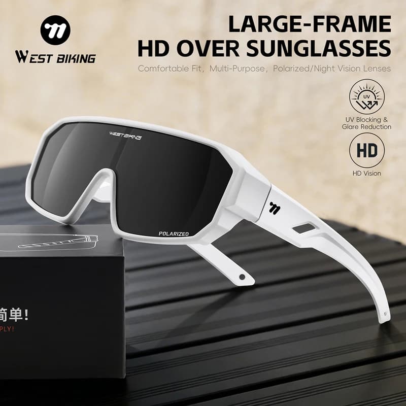 WEST BIKING Large-Frame HD Polarized Sunglasses Night Vision Lenses Myopia Fit Fishing Camping Cycling Goggles High Definition