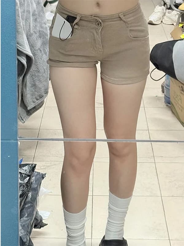 Shorts in denim kaki a vita alta Pure Desire American Girl Summer Nuovo design Slim Fit Versatile Pantaloni a gamba larga a vita alta