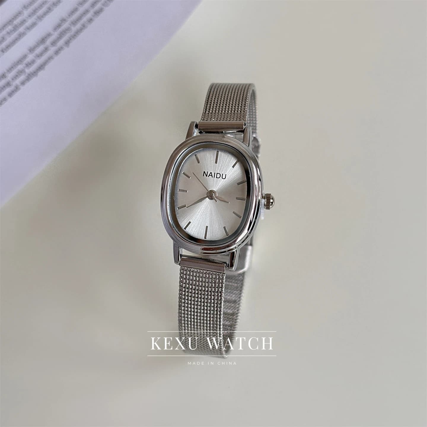 NAIDU Watch Wholesale Elegant Oval Face Watch Silver Quartz Watch for Women