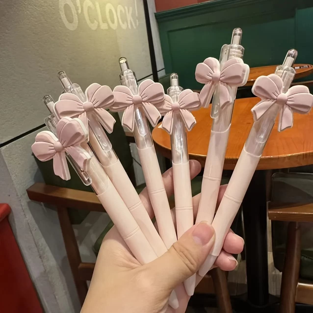 6 penne a sfera rosa con fiocco, penne gel a scatto, adatte a varie occasioni, tra cui compleanni, matrimoni, lauree