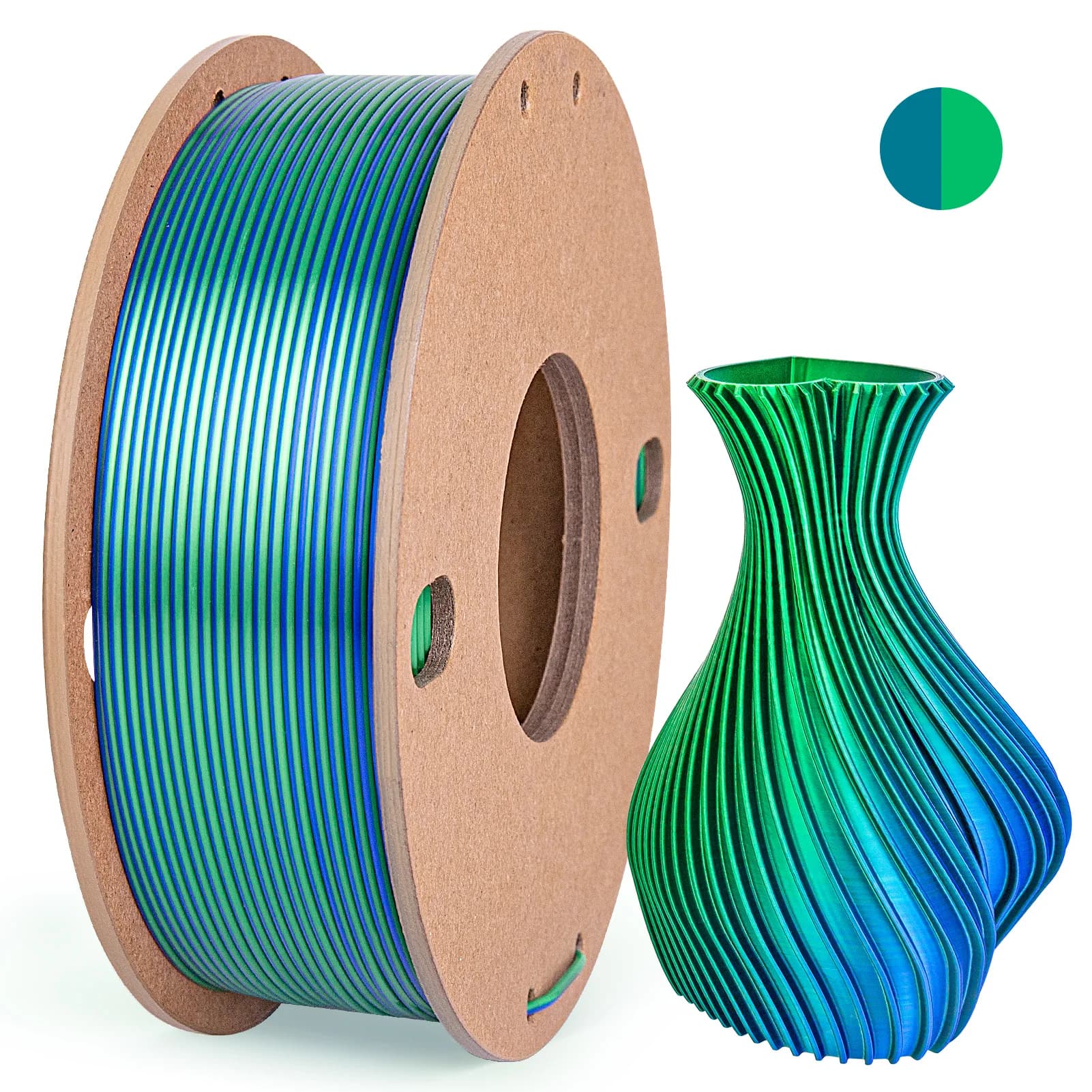 Filament PLA Silk 250g 2 Colors in 1 for 3D Printer 1.75mm - Compatible with the Most FDM Printers