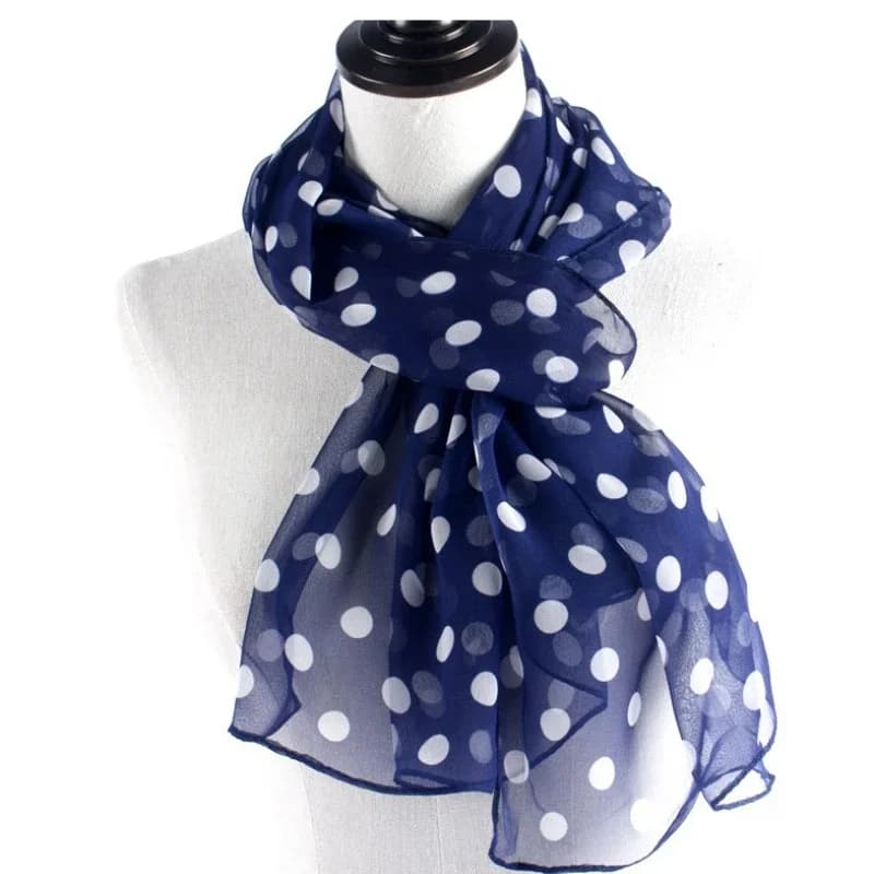 Sciarpa Estiva Protettiva Solare Lunga da Donna, Sciarpe in Seta 50*160cm, Stampa a Pois di Design, Coprispalle Trasparente Femminile Estivo
