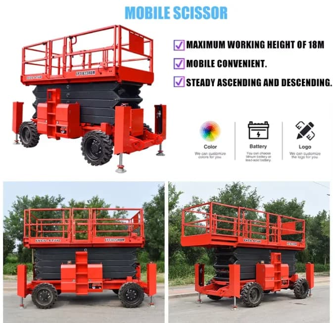 YG Customized 6M 8M 10M 12M Scissor Lift Table Aerial Work Platform Mobile Electric Platform For Warehouse Stacking And Facili