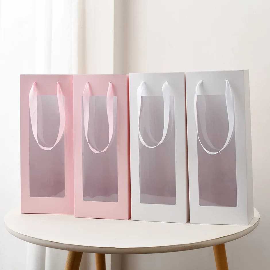 10 confezioni di eleganti borse floreali per bouquet, ideali per San Valentino, Natale e occasioni speciali, confezione regalo in carta resistente