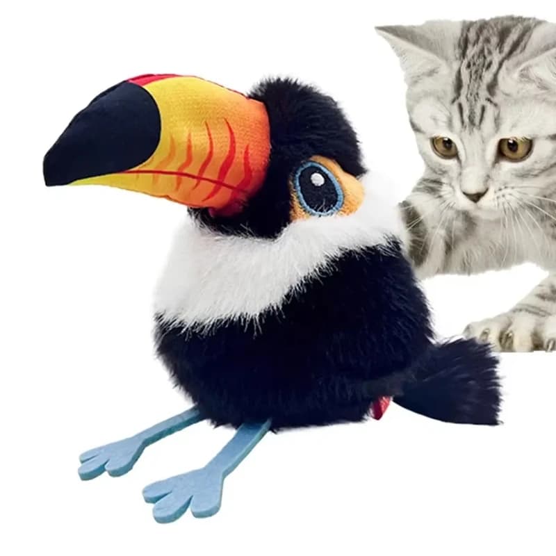 Bird Automatic Cat Toy Simulation Bird Chirping Flying Cat Interactive Toy Charging Touch Activated Pet Toy Cat Accessories