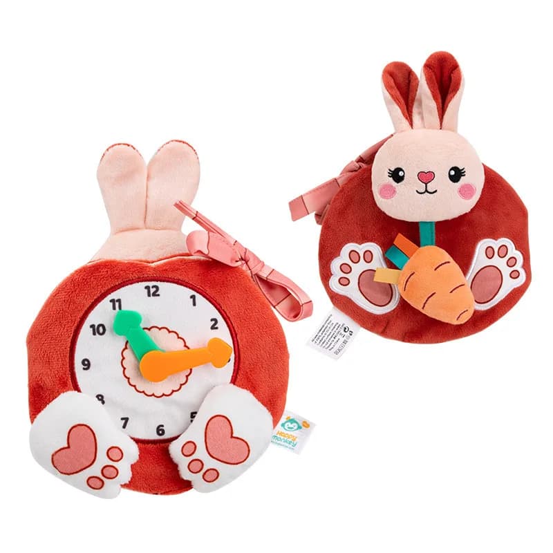 Libro in Stoffa Tridimensionale Educativo per Bambini 0-36 Mesi con Giocattolo Sveglia e Animali in Peluche