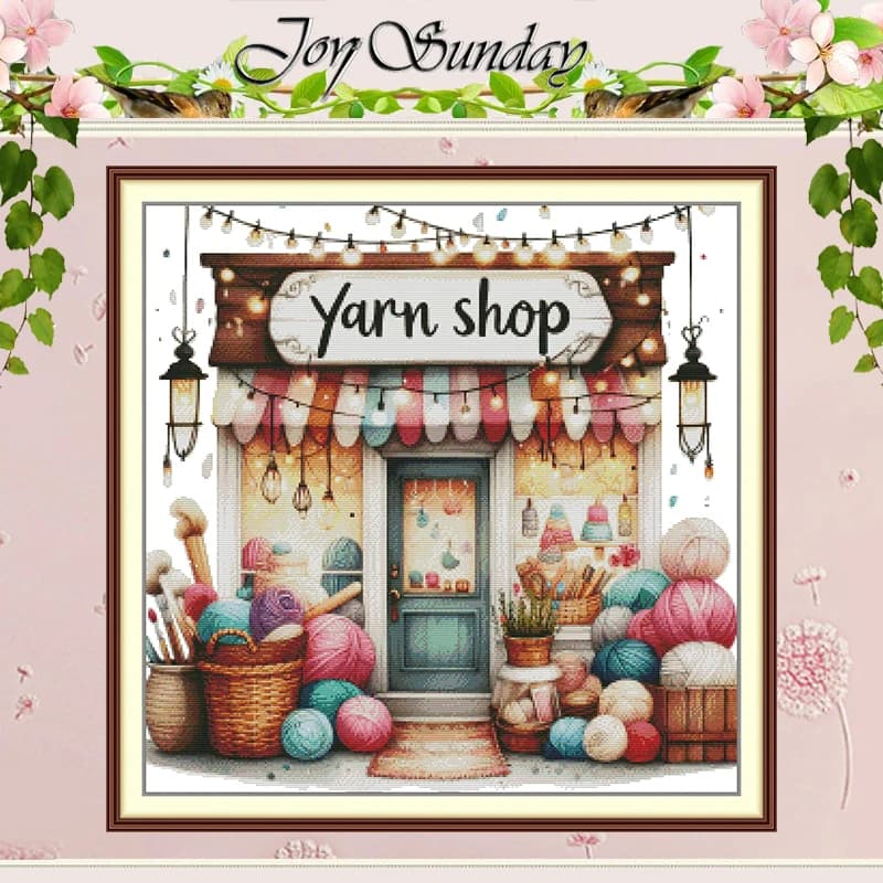 Yarn Shop Patterns Counted Cross Stitch Set DIY 11CT 14CT 16CT HD Stamped DMC Cross-stitch Kit Embroidery Needlework Crafts