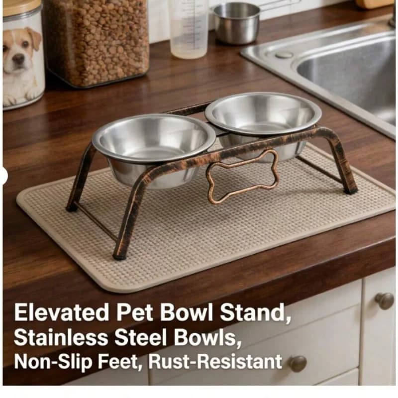 Ciotola Rustic Bone Diner per cani (1 pinta) – Ciotola resistente e antiscivolo per alimenti secchi e umidi