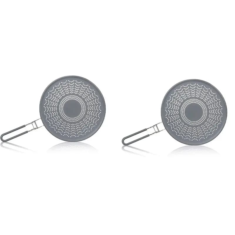 Schermo Antispruzzi in Silicone AT21-2X, Protezione Antispruzzi con Manico Pieghevole, per Cucina e Padelle, 13 Pollici, Grigio