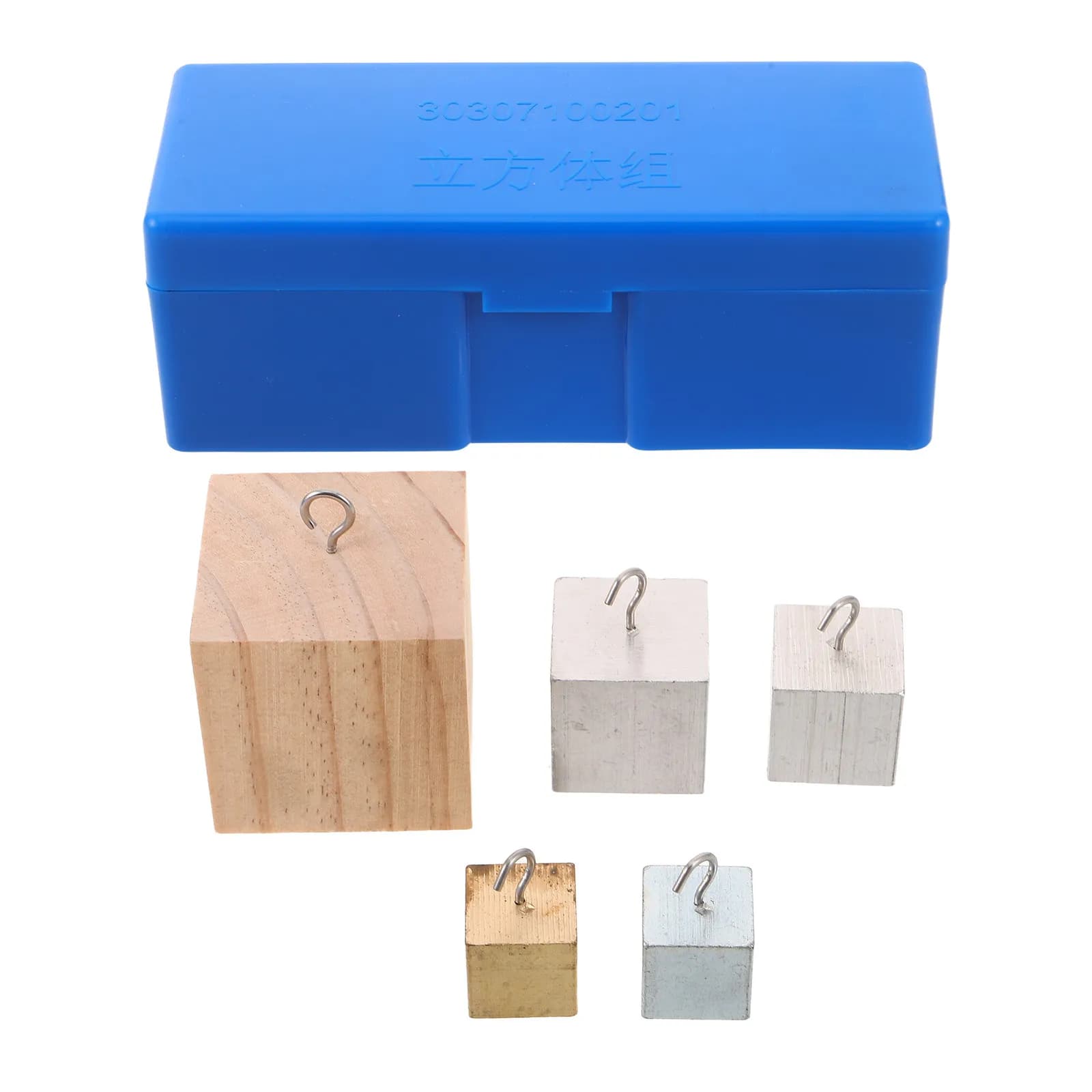 1Set Copper Iron Aluminum Wood Density Blocks Set Square Cubic Elements for Physics Lab Equipment Chemistry Science Teaching