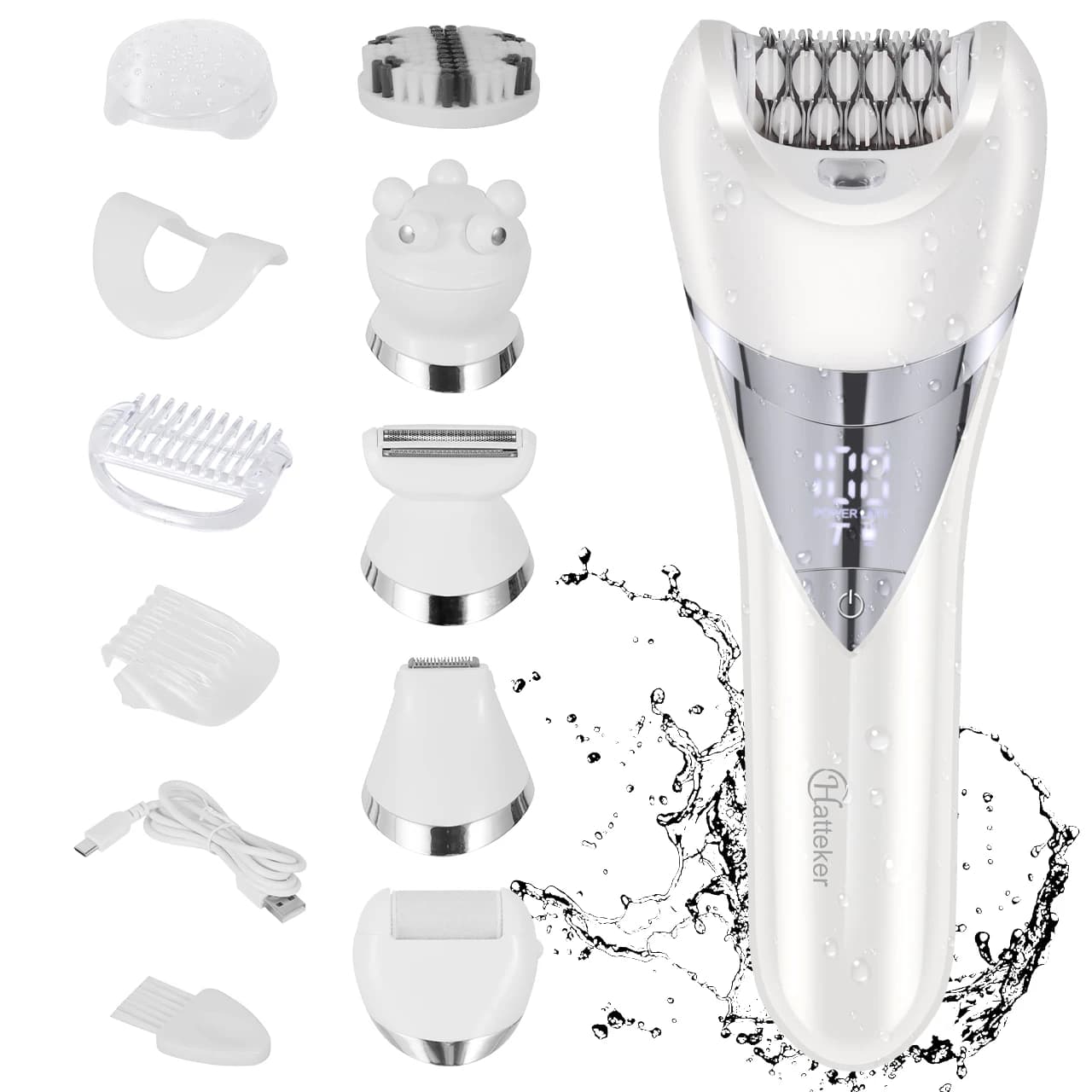 Hatteker Women's Multi-functional Electric Epilator Shaver 6-in-1 Body Hair Trimmer Private Area Shaver Set