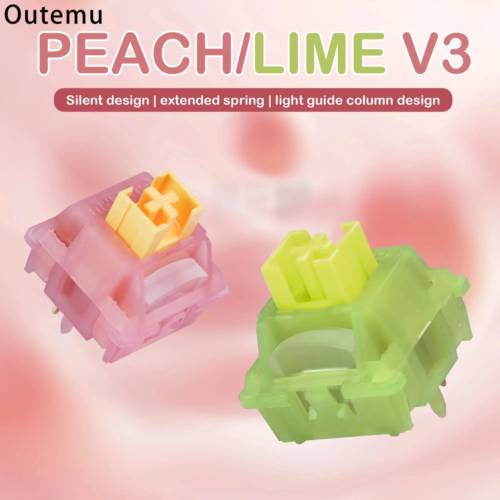 Outemu Silent Peach V3 Interruttore Lubrificato Silenzioso Limone V3 Interruttori Tastiera Meccanica Lineare Tattile 5Pin Hot swap PA66 Pre Lubrificato POM