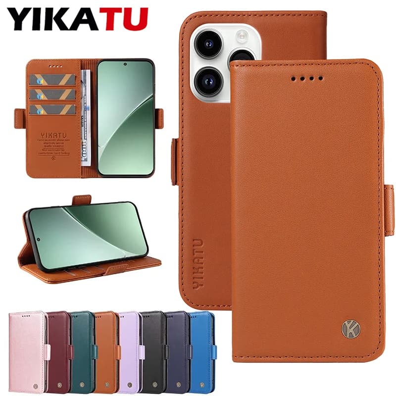 Custodia a Portafoglio in Pelle con Supporto per iPhone 16 Pro 15 14 Plus 13 12 Mini 11 Pro 6 6S 7 8 Plus X XS Max XR