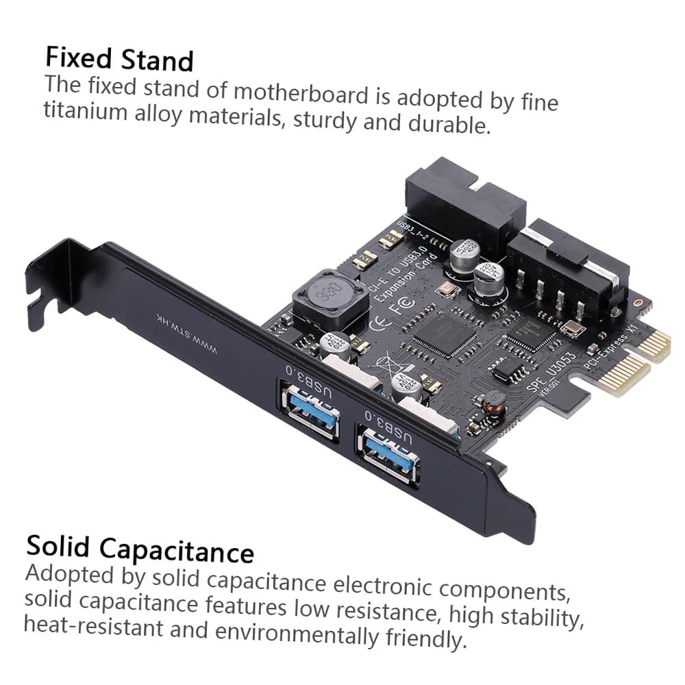 Scheda PCI-E a USB 3.0 STW con 2 Porte, Adattatore Hub USB 3.0 Mini PCI-E con Connettore Interno USB 3.0 a 19 Pin