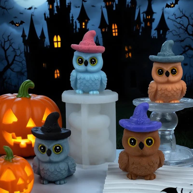 Halloween wizard hat, Owl Candle Mold - Silicone Owl-Shaped Candle Mold for Resin Casting, Halloween Crafts & Home Decor, Creati