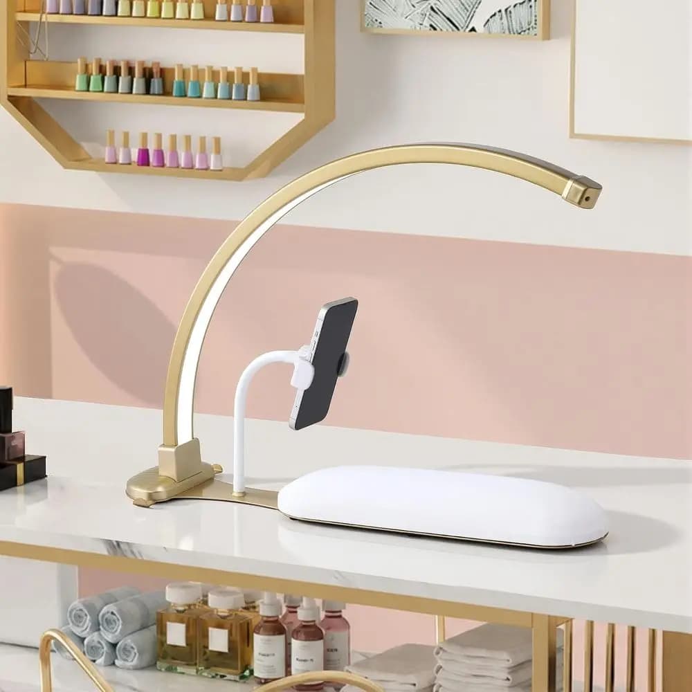 Adjustable LED Manicure Lamp with Arm Rest for Desk, Ideal for Nail Tech, Lash, and Tattoos