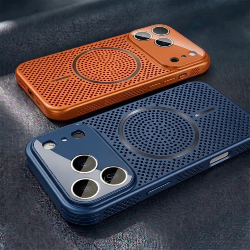 Luxury Heat Dissipation For Magsafe Magnetic Phone Case For iPhone 17 16 14 15 Plus 13 12 Pro Max Glass Lens Protection Cover