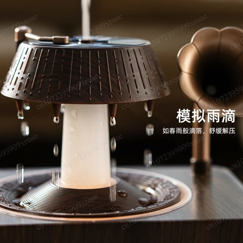 Rotating Waterdrop Aroma Diffuser Wood Grain Bluetooth Speaker Colorful Light Mist Humidifier Desktop Home Use