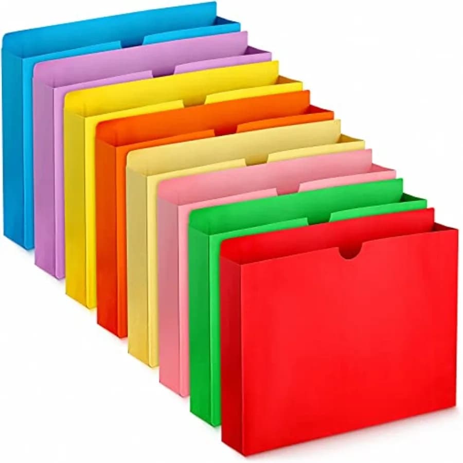 Confezione da 40 Cartelle Colorate Espandibili da 2 Pollici con Tasca, Formato Letter, Rinforzate con Linguetta a Taglio Dritto