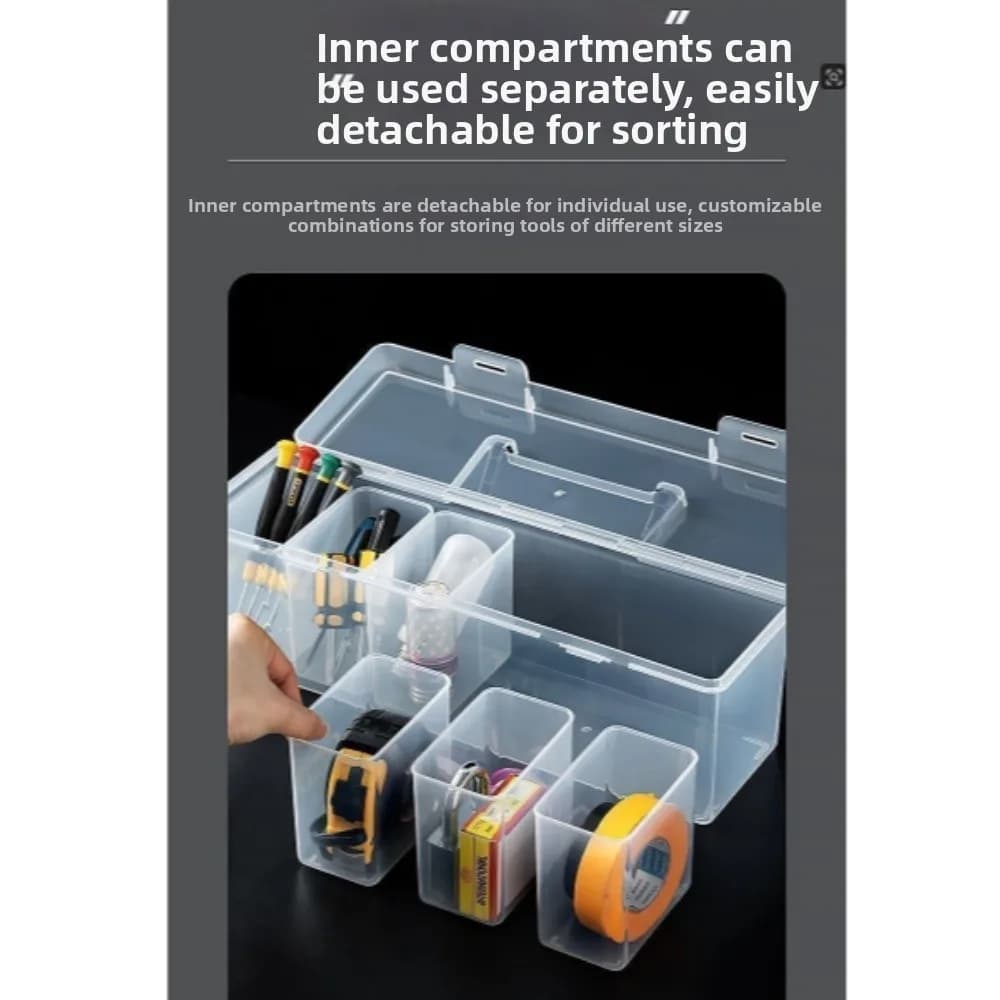 7pcs Multi-Compartment Tool Parts Storage Box Set Wear Resistant 6 Small Boxes 1 Large Box Transparent Portable Tool Organizer