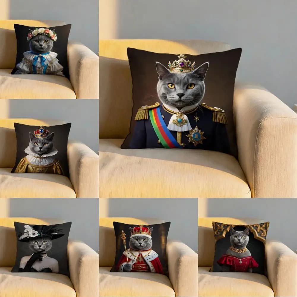 Fodera per cuscino per gatti Russian Blue, morbida, reversibile e resistente – Utilizzo multiuso per casa e auto, comfort quotidiano