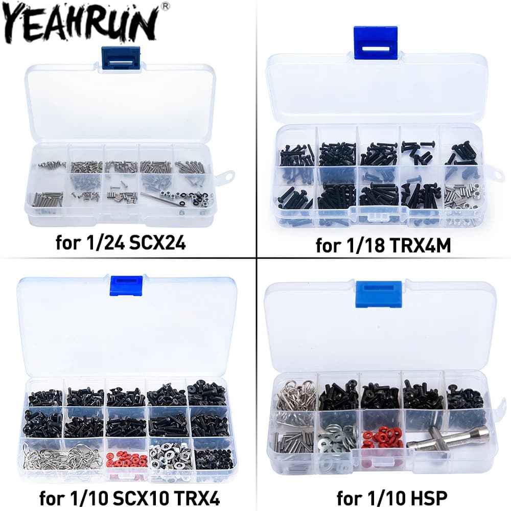 YEAHRUN RC Auto Viti Box Repair Tools Set for 1/8 1/10 1/18 1/24 Axial SCX10 SCX24 TRX4M TRX4 TRX6 D90 HSP Tamiya Redcat Ascent