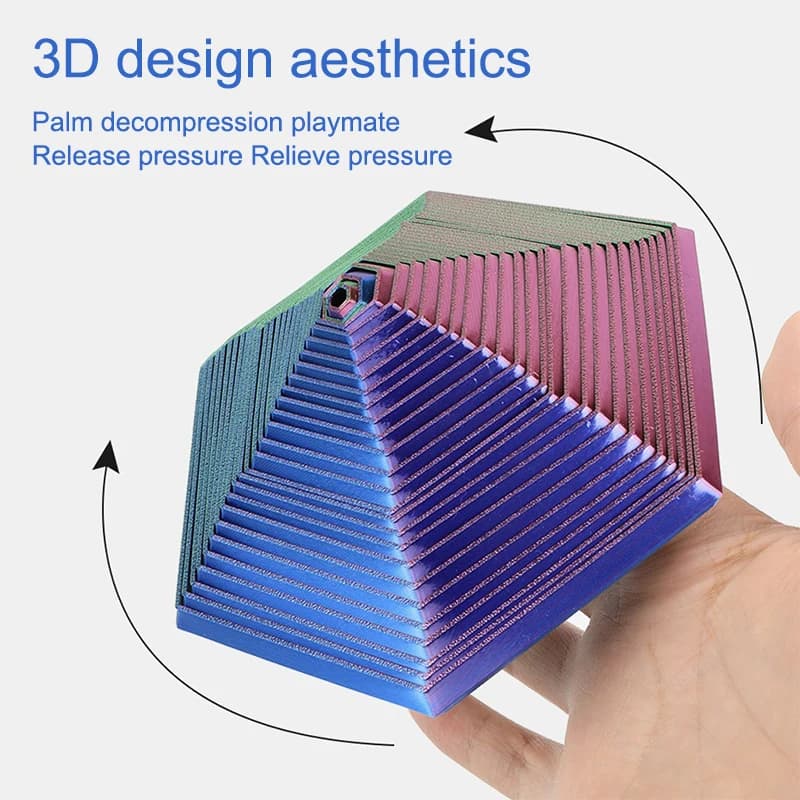 Giocattolo per il cambio a spirale con anello fractale esagonale da 1 pezzo Giocattolo antistress esagonale fractale stampato in 3D